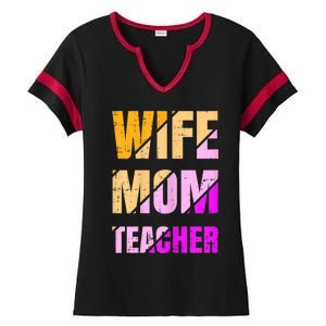 Womens Wife Mom Teacher Mothers Day Retro Momma Life Mommy Ladies Halftime Notch Neck Tee