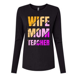 Womens Wife Mom Teacher Mothers Day Retro Momma Life Mommy Womens Cotton Relaxed Long Sleeve T-Shirt