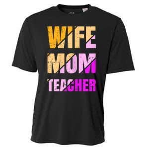 Womens Wife Mom Teacher Mothers Day Retro Momma Life Mommy Cooling Performance Crew T-Shirt