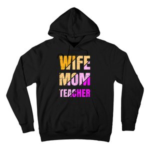 Womens Wife Mom Teacher Mothers Day Retro Momma Life Mommy Hoodie