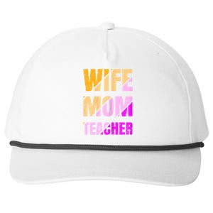 Womens Wife Mom Teacher Mothers Day Retro Momma Life Mommy Snapback Five-Panel Rope Hat