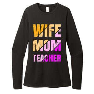 Womens Wife Mom Teacher Mothers Day Retro Momma Life Mommy Womens CVC Long Sleeve Shirt