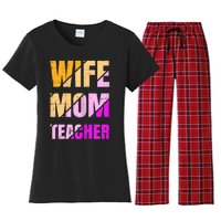 Womens Wife Mom Teacher Mothers Day Retro Momma Life Mommy Women's Flannel Pajama Set