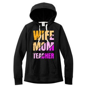 Womens Wife Mom Teacher Mothers Day Retro Momma Life Mommy Women's Fleece Hoodie