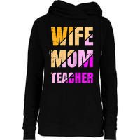 Womens Wife Mom Teacher Mothers Day Retro Momma Life Mommy Womens Funnel Neck Pullover Hood