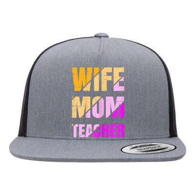 Womens Wife Mom Teacher Mothers Day Retro Momma Life Mommy Flat Bill Trucker Hat