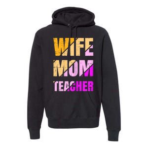 Womens Wife Mom Teacher Mothers Day Retro Momma Life Mommy Premium Hoodie