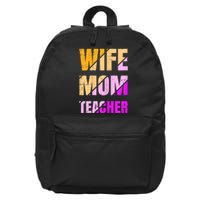 Womens Wife Mom Teacher Mothers Day Retro Momma Life Mommy 16 in Basic Backpack