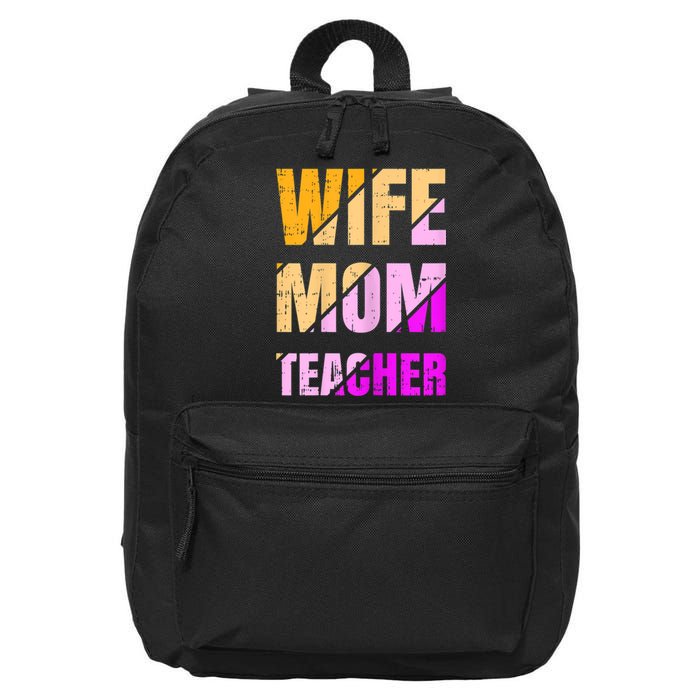 Womens Wife Mom Teacher Mothers Day Retro Momma Life Mommy 16 in Basic Backpack