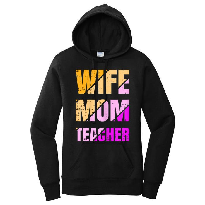 Womens Wife Mom Teacher Mothers Day Retro Momma Life Mommy Women's Pullover Hoodie