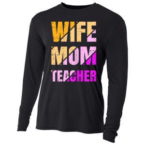 Womens Wife Mom Teacher Mothers Day Retro Momma Life Mommy Cooling Performance Long Sleeve Crew