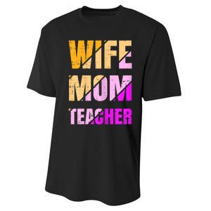 Womens Wife Mom Teacher Mothers Day Retro Momma Life Mommy Performance Sprint T-Shirt