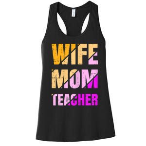 Womens Wife Mom Teacher Mothers Day Retro Momma Life Mommy Women's Racerback Tank