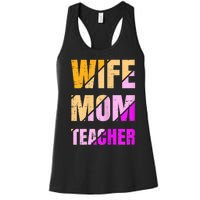 Womens Wife Mom Teacher Mothers Day Retro Momma Life Mommy Women's Racerback Tank