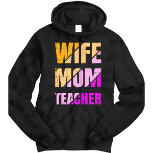 Womens Wife Mom Teacher Mothers Day Retro Momma Life Mommy Tie Dye Hoodie