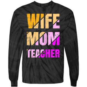 Womens Wife Mom Teacher Mothers Day Retro Momma Life Mommy Tie-Dye Long Sleeve Shirt