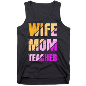 Womens Wife Mom Teacher Mothers Day Retro Momma Life Mommy Tank Top