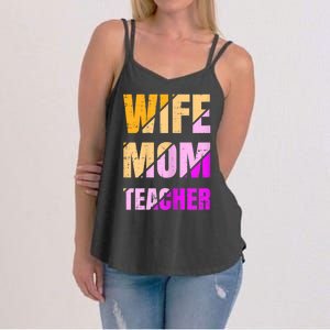 Womens Wife Mom Teacher Mothers Day Retro Momma Life Mommy Women's Strappy Tank