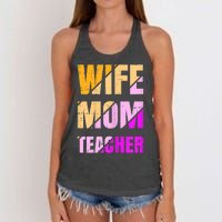 Womens Wife Mom Teacher Mothers Day Retro Momma Life Mommy Women's Knotted Racerback Tank