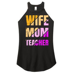 Womens Wife Mom Teacher Mothers Day Retro Momma Life Mommy Women's Perfect Tri Rocker Tank