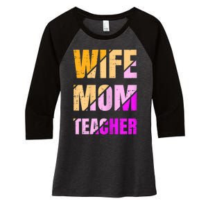 Womens Wife Mom Teacher Mothers Day Retro Momma Life Mommy Women's Tri-Blend 3/4-Sleeve Raglan Shirt