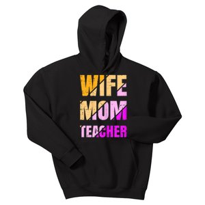 Womens Wife Mom Teacher Mothers Day Retro Momma Life Mommy Kids Hoodie