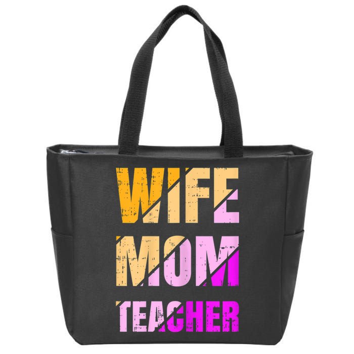 Womens Wife Mom Teacher Mothers Day Retro Momma Life Mommy Zip Tote Bag