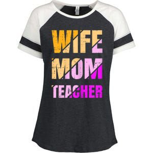 Womens Wife Mom Teacher Mothers Day Retro Momma Life Mommy Enza Ladies Jersey Colorblock Tee