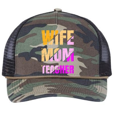 Womens Wife Mom Teacher Mothers Day Retro Momma Life Mommy Retro Rope Trucker Hat Cap