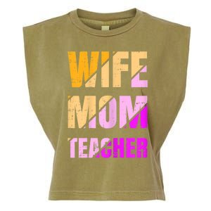 Womens Wife Mom Teacher Mothers Day Retro Momma Life Mommy Garment-Dyed Women's Muscle Tee