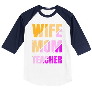 Womens Wife Mom Teacher Mothers Day Retro Momma Life Mommy Baseball Sleeve Shirt