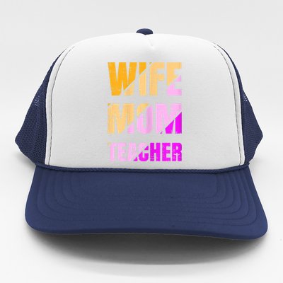 Womens Wife Mom Teacher Mothers Day Retro Momma Life Mommy Trucker Hat