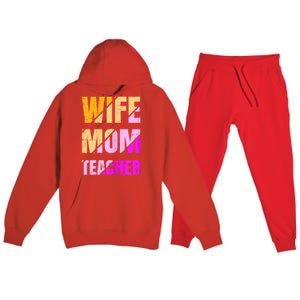 Womens Wife Mom Teacher Mothers Day Retro Momma Life Mommy Premium Hooded Sweatsuit Set