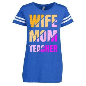 Womens Wife Mom Teacher Mothers Day Retro Momma Life Mommy Enza Ladies Jersey Football T-Shirt