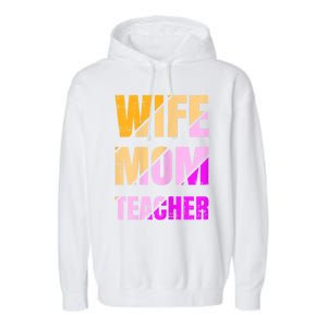 Womens Wife Mom Teacher Mothers Day Retro Momma Life Mommy Garment-Dyed Fleece Hoodie