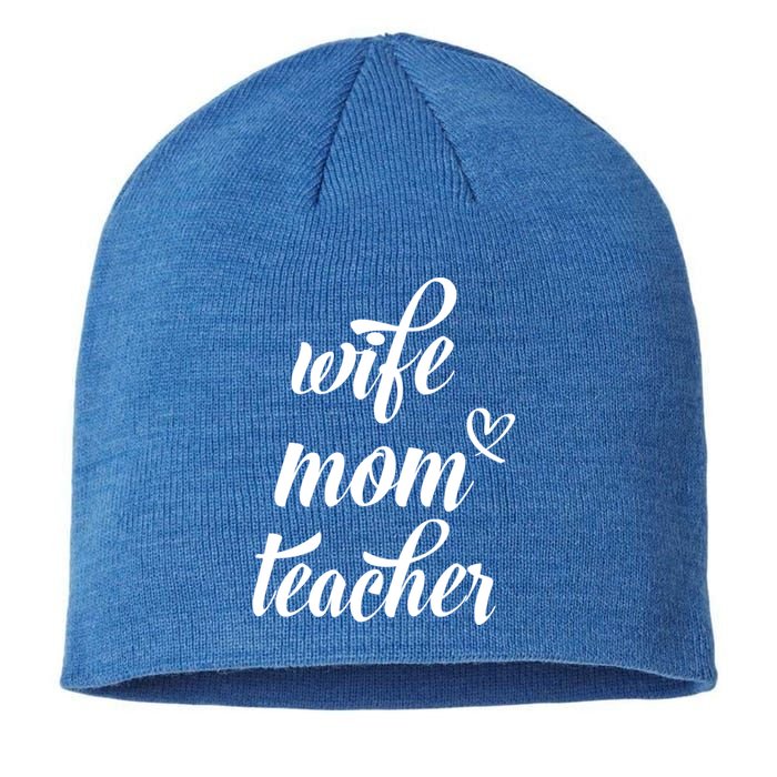 Wo Wife Mom Teacher Gift Funny Mom Teacher Design Gift Sustainable Beanie