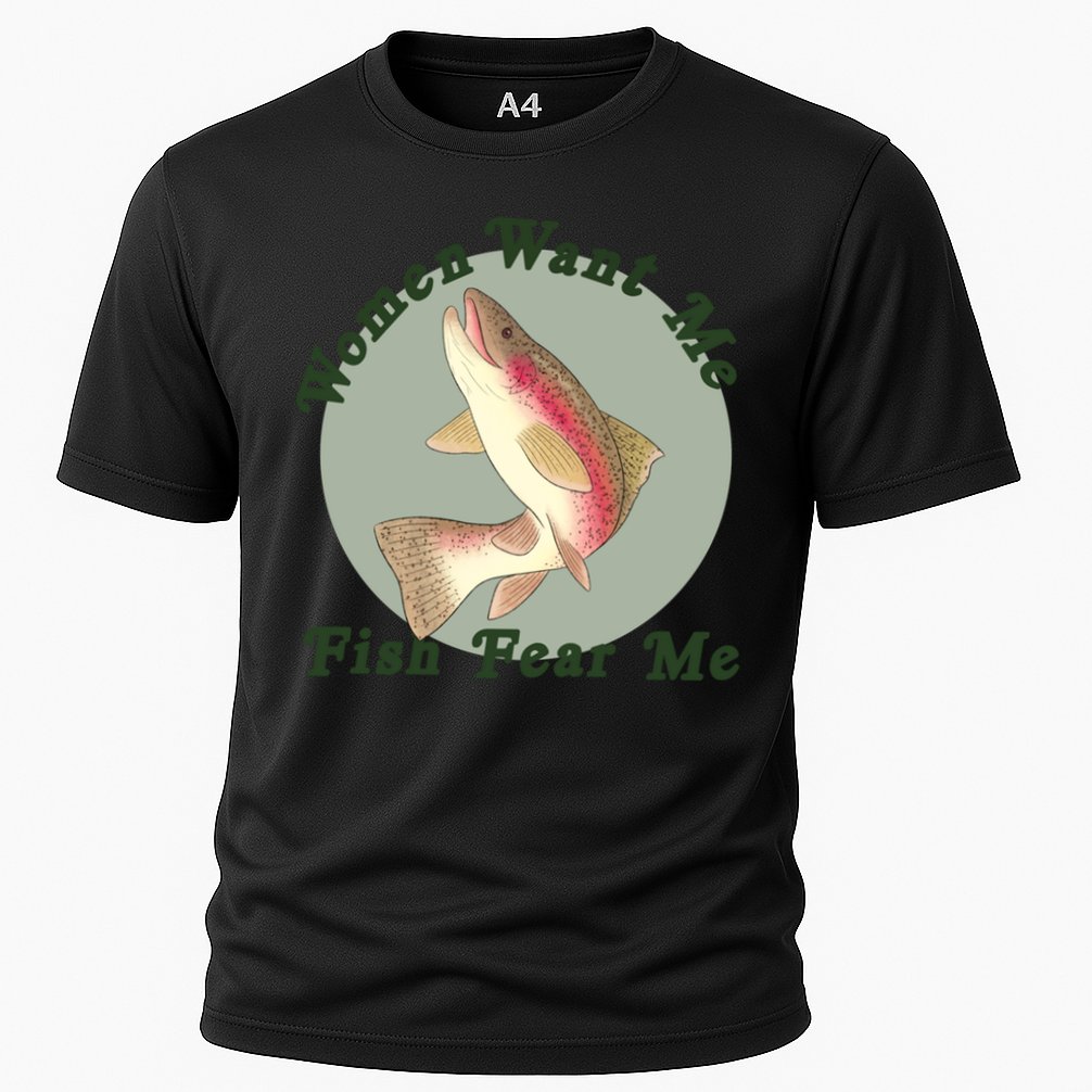 Women Want Me Fish Fear Me Active Cooling Performance Crew T-Shirt
