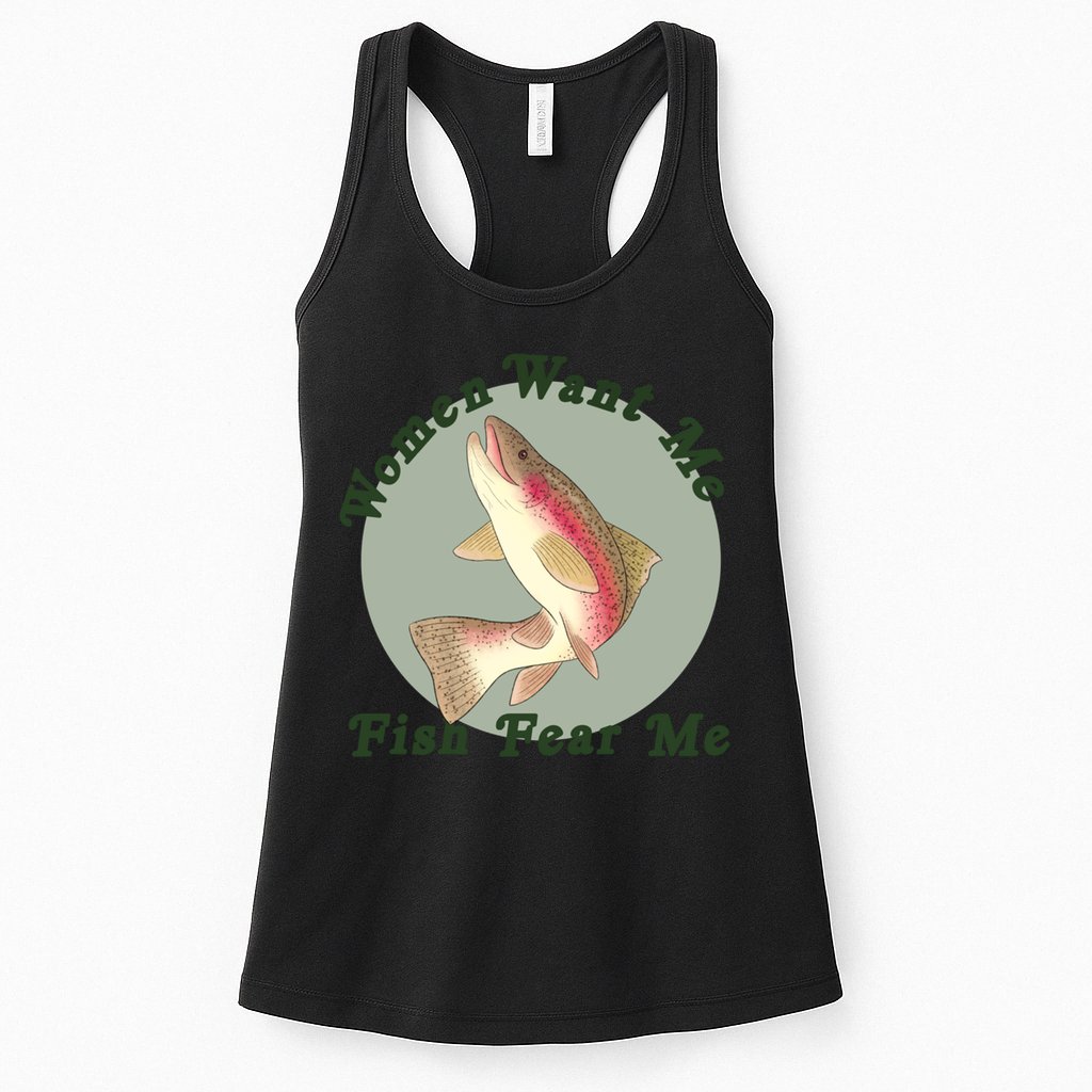 Women Want Me Fish Fear Me Active Womens Tank Top