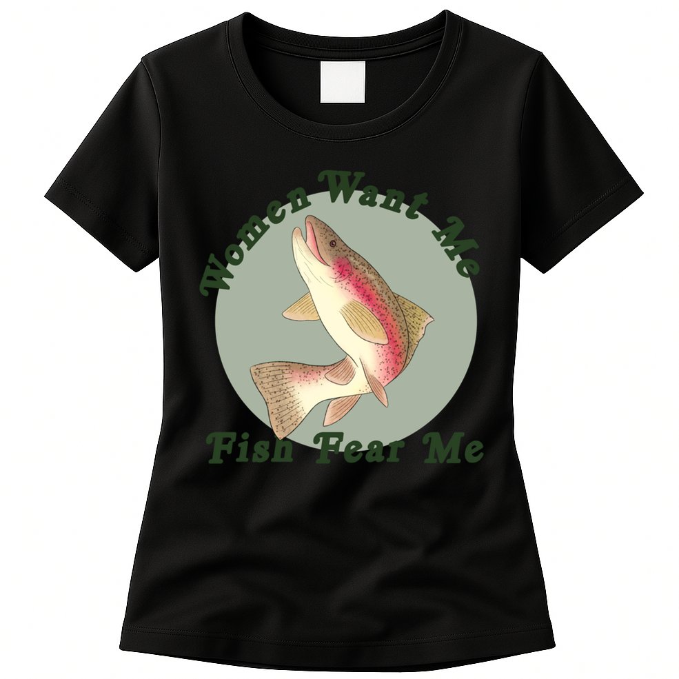Women Want Me Fish Fear Me Active Womens T-Shirt