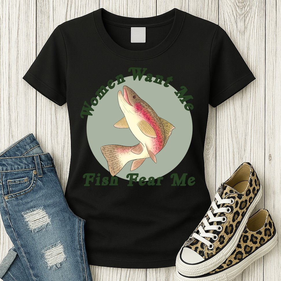 Women Want Me Fish Fear Me Active Womens T-Shirt