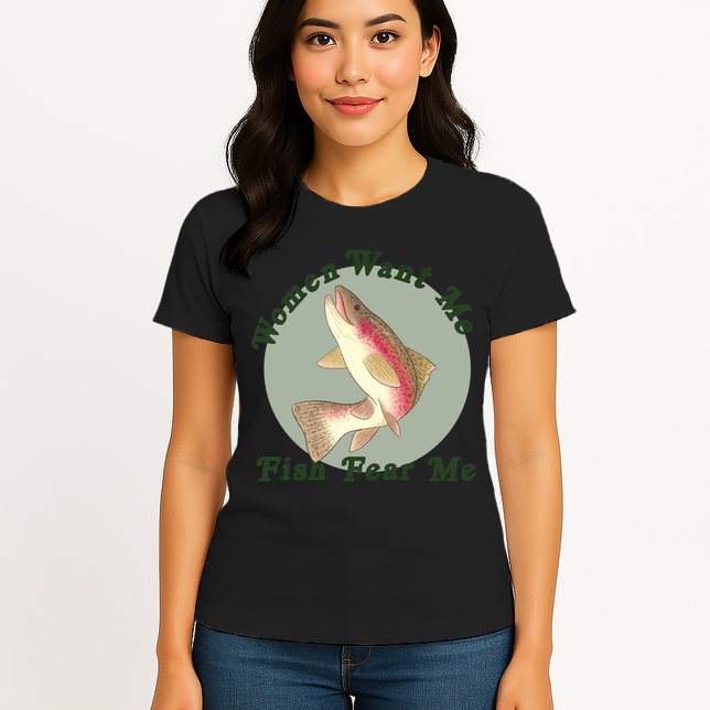 Women Want Me Fish Fear Me Active Womens T-Shirt