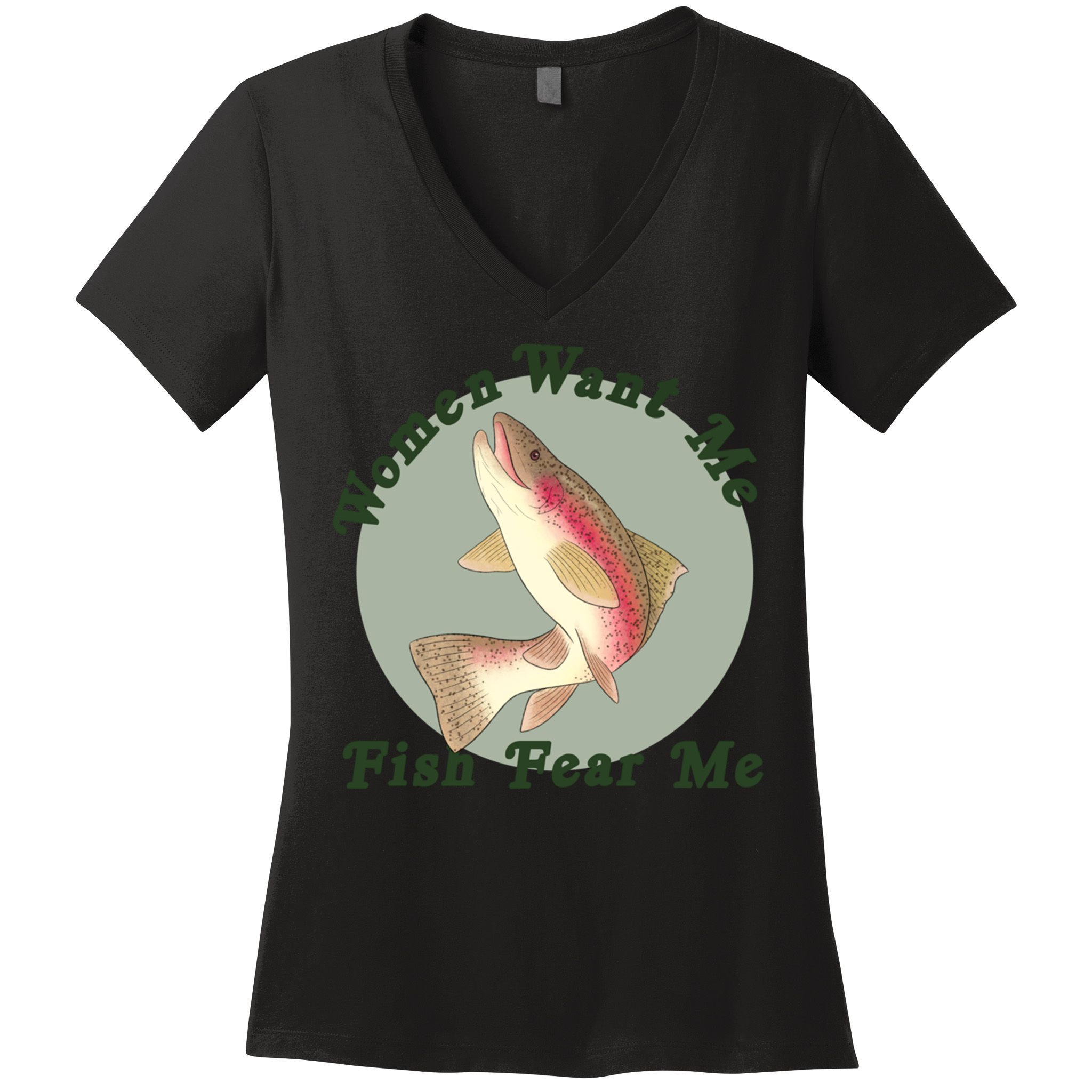 Women Want Me Fish Fear Me Active Women's V-Neck T-Shirt