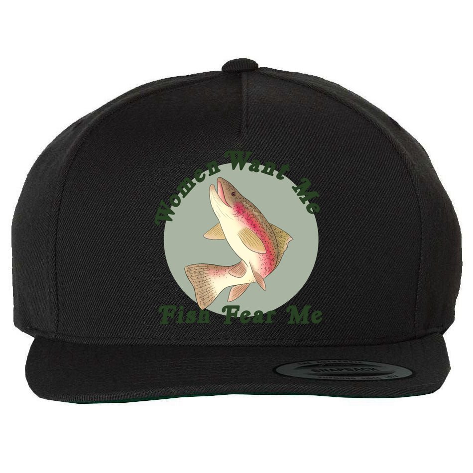 Women Want Me Fish Fear Me Active Wool Snapback Cap