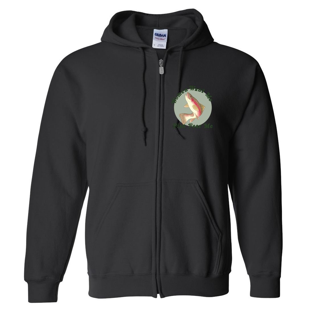 Women Want Me Fish Fear Me Active Full Zip Hoodie