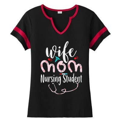 Womens Wife Mom Nursing Student Mom Mothers Day Nurses Ladies Halftime Notch Neck Tee