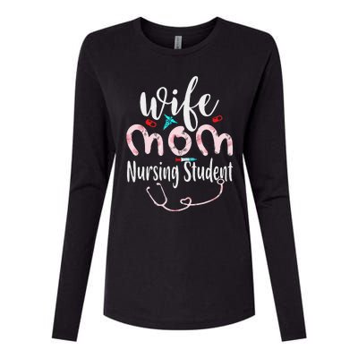 Womens Wife Mom Nursing Student Mom Mothers Day Nurses Womens Cotton Relaxed Long Sleeve T-Shirt