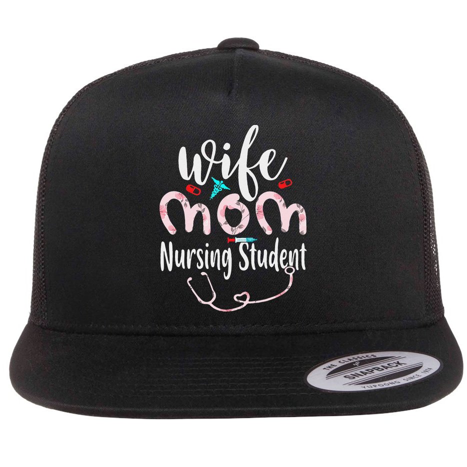 Womens Wife Mom Nursing Student Mom Mothers Day Nurses Flat Bill Trucker Hat