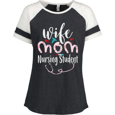 Womens Wife Mom Nursing Student Mom Mothers Day Nurses Enza Ladies Jersey Colorblock Tee