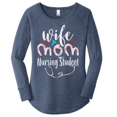 Womens Wife Mom Nursing Student Mom Mothers Day Nurses Women's Perfect Tri Tunic Long Sleeve Shirt