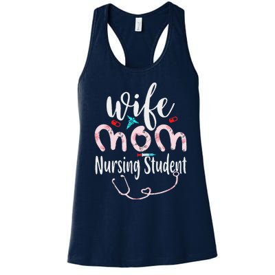 Womens Wife Mom Nursing Student Mom Mothers Day Nurses Women's Racerback Tank